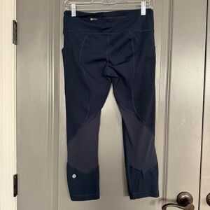 Lululemon Pace Rival True Navy Crop Mesh Leggings Size 6